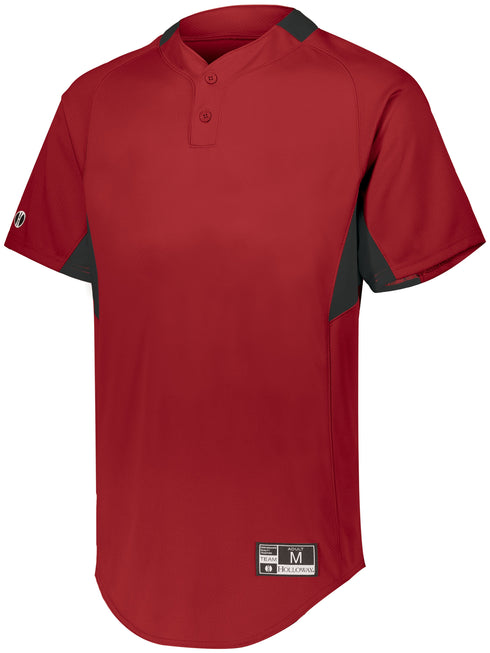 Holloway Youth Game7 Two-Button Baseball Jersey (221224), Color 'Scarlet/Black'